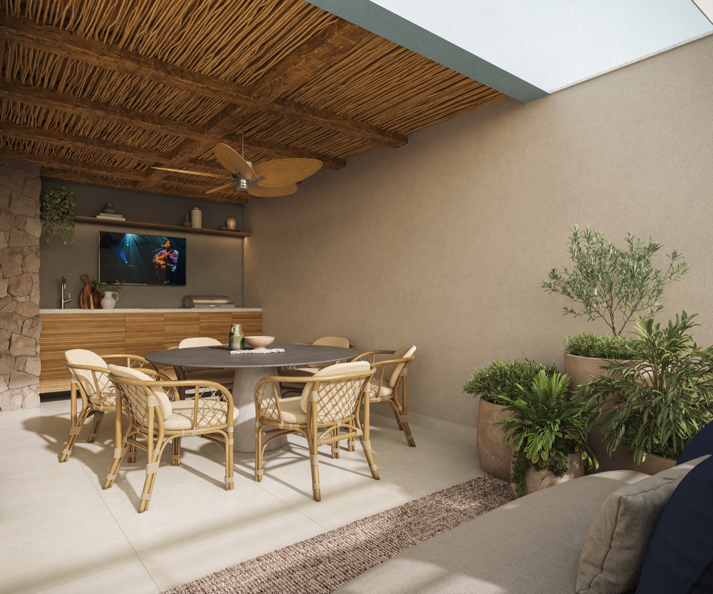 Terraço da cobertura duplex do Kronos by Tegra, de 247 a 301 m² com 4 suítes e vista para a Barra da Tijuca